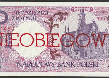 POLSKA 50 ZŁOTYCH 1990 - NIEOBIEGOWY - STAN BANKOWY UNC