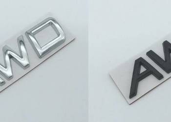 NOWY klejany znaczek AWD emblemat srebrny | czarny