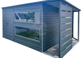 Schowek - Domek Ogrodowy 3,5x2m Wiata 1m - 2x Okno  Antracyt  ID631