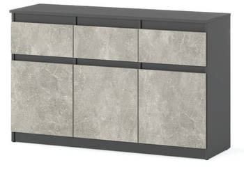 Komoda Do Salonu Młodzieżowa 3 Szuflady Oleksa 120cm Szafka Szara Beton