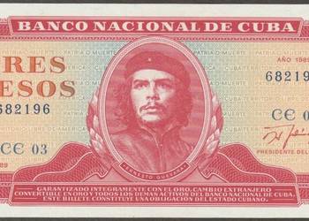 KUBA 3 PESOS 1989 - CHE GUEVARA - STAN UNC