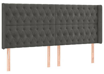 Zagłówek do łóżka z LED ciemnoszary 183x16x118/128cm aksamit WM-3124445