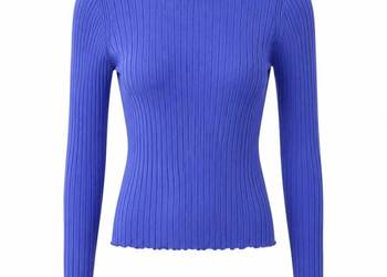 Sweter ze stójką golf w prążki wiskoza