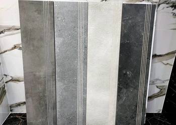 Twarde szare płytki schodowe 120x30 ANTYPOŚLIZGOWE