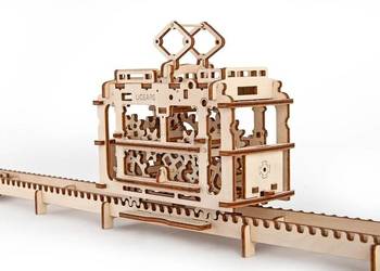 TRAMWAJ na szynach Model mechaniczny do składania Ugears