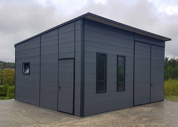 Garaż ocieplany z płyty warstwowej 6×6m – grafit