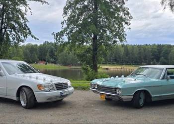 Auto do ślubu i inne okazje Mercedes biały i Buick miętowy zielony