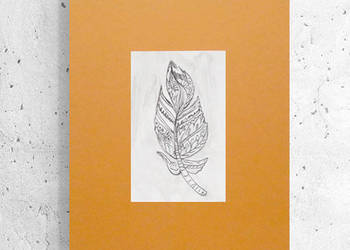 ruda grafika a4, piorko rysunek 21x30, skandynawski obrazek