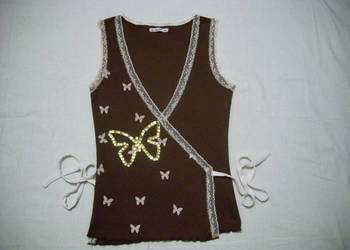 Bluzka Kamizelka Kopertowa Motyl Cekiny 34 36