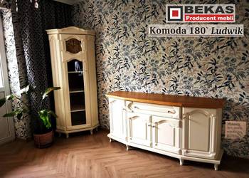 Komoda 180` Ludwik Biała Blat Dąb Śliczna BEKAS Producent Mebli