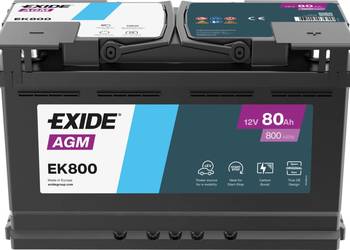 Akumulator 80Ah 800A EN PRAWY PLUS  EXIDE AGM START&STOP EK800
