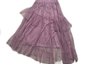 tiulowa spódnica różowa liliowa asymetryczna długa r. M-L-XL
