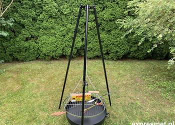 GRILL TRÓJNÓG OGRODOWY  NA OGNISKO STOJAK Z RUSZTEM NIERDZEWNYM 60cm 600 mm