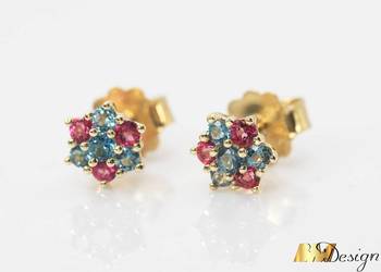 Złote kolczyki 585 z naturalnymi topazami – na sztyft