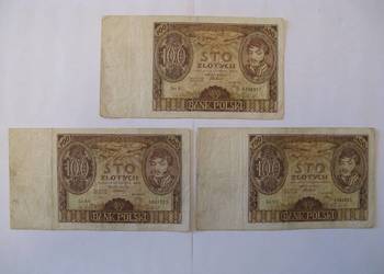 100 złotych 1934 zestaw 3 szt.