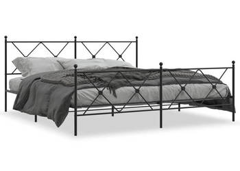 Łóżko Metalowe Czarne Rama Łóżka Ze Stelażem 183x213cm WM-376525