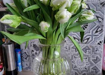 Wazon 26cm z PRL przezroczysty z grubego szkła Stan BDB