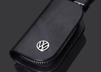 WOLKSWAGEN BRELOK ETUI NA KLUCZYKI SKÓRA NOWOCZESNY DESIGN CZARNY