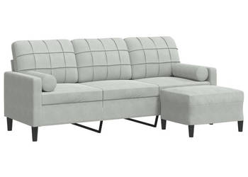 3-osobowa sofa z podnóżkiem jasnoszara 180 cm aksamit WM-3278267