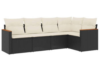 5-cz. zestaw wypoczynkowy do ogrodu poduszki czarny rattan PE WM-3258346