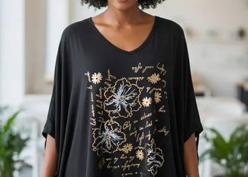 Tunika damska PLUS SIZE z kwiatowym nadrukiem bawełna, biust-200CM