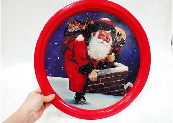 Duża Kolekcjonerska Taca metalowa Ø 40cm z Mikołajem Boże Narodzenie