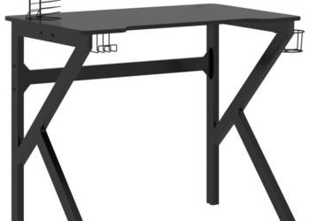 Biurko do gier z nogami w kształcie K czarne 90x60x75 cm WM-325400