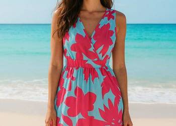 Sukienka - lekka elegancka na wakacje urlop plażę biust 110cm