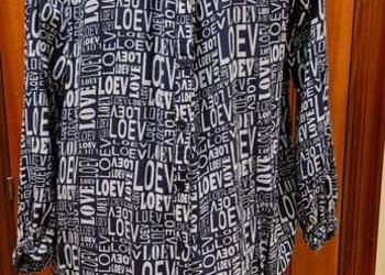 TUNIKA koszula długa  sukienka rozm.XXL plus size luźna granatowa w napisy