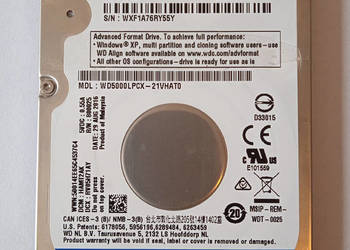 HDD WD Blue 500 GB 2,5" SATA III 6 Gb/s Cache 16MB WD5000LPCX