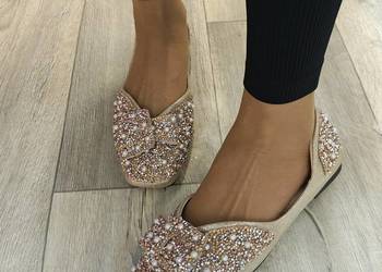 (42/43) Złote, bogato zdobione czółenka wieczorowe, 3