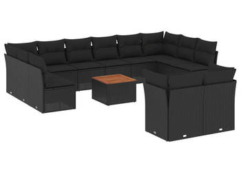 13-cz. zestaw mebli do ogrodu poduszki czarny rattan PE WM-3223913