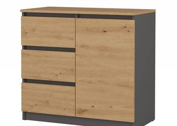 Komoda Malwa 1D3S/BA ANTRACYT DĄB ARTISAN