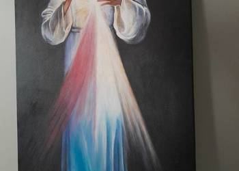 Jezus miłosierny Wizerunek wilenski olej na płótnie 120×60