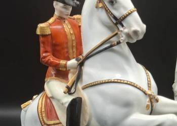 Augarten Porcelana Lipizzan Ogier Figurka Koń i jeźdźca Wiedeń