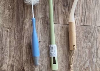 Szczotka do mycia butelek szklanek słoików długa myjka z rączką zestaw