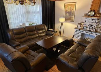 Duży skórzany komplet wypoczynkowy 3+2+1