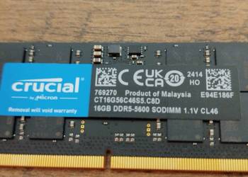 Pamięć RAM Crucial Laptop Notebook DDR5 16GB 5600MHz 1.1V Notebook