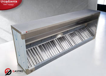 Okap skrzyniowy przyścienny z filtrami nawiewno wywiewny 2400x900x450 mm