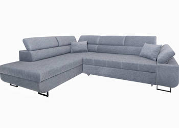 Narożnik Tapicerowany Szary z Funkcją Spania Apollo