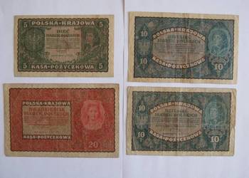 5, 2x10, 20 Marek Polskich 1919 zestaw 4 szt.
