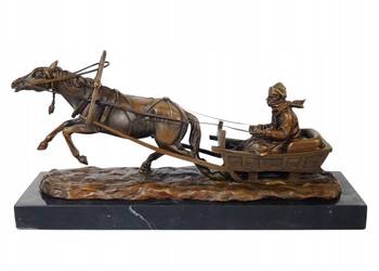 Zaprzęg figura z brązu rzeźba polowanie myśliwska