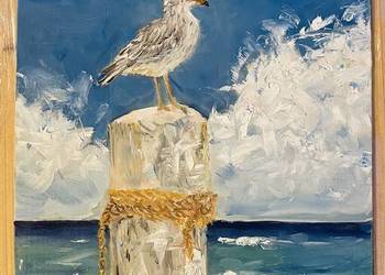Mewa na krawędzi morskiego wiatru”  obraz olejny 30x40 cm