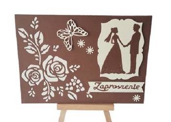 ZAPROSZENIA ŚLUB PARA MŁODA ŁĄCZONA RÓŻA B6 BRĄZ - ECRI