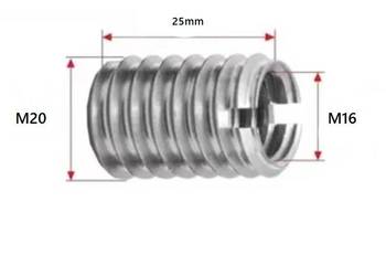 Tulejka do naprawy gwintu, redukcja gwintu M20-M16x25mm INOX