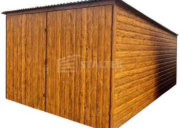 Garaż blaszany 3x5m brama dwuskrzydłowa 2x okno drewnopodobny ST240