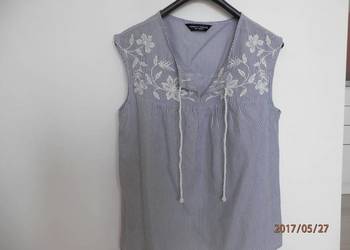 Bluzka Dorothy Perkins Biała Niebieskie Paski Haft Koraliki