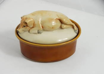 Stylowe ceramiczne puzderko / pojemnik z pokrywką – Świnka (Portugal) vinta