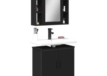 2-cz zestaw mebli łazienkowych czarny materiał drewnopochodny WM-3214720