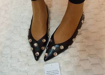 (40) ASOS Design, czarne bogato zdobione baleriny z Londynu, NOWE